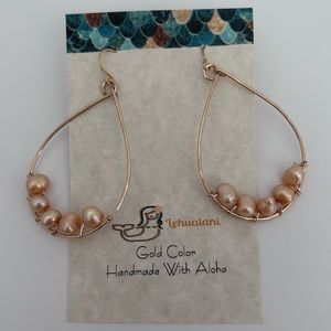Lehualani Teardrop Rose Gold Beaded Earrings
